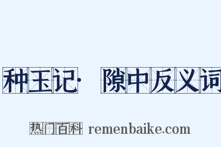 种玉记·隙中反义词是什么意思的图片